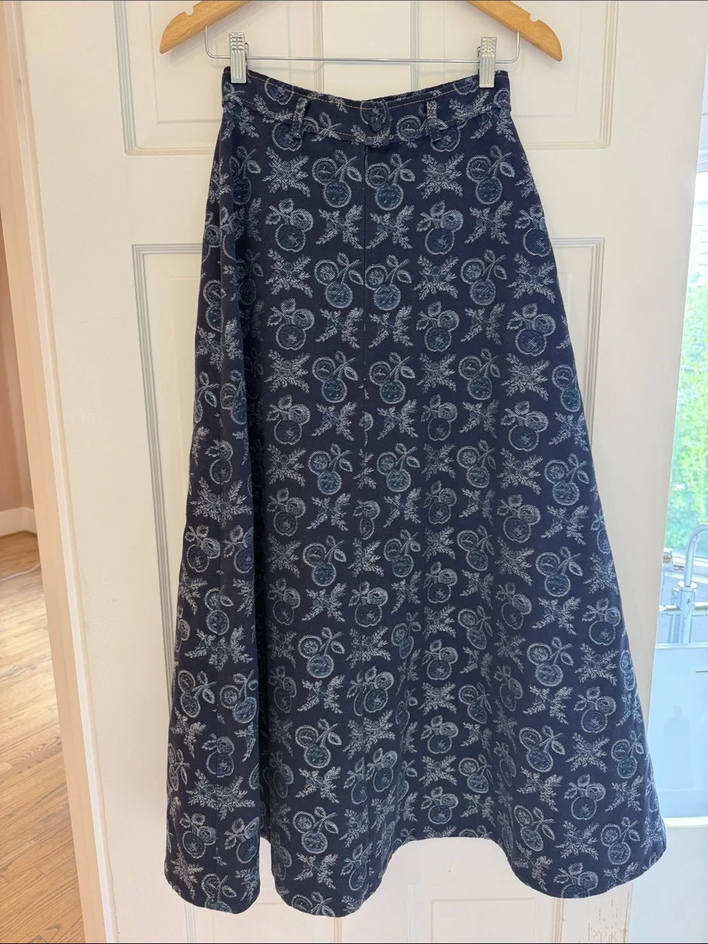 Etro Jacquard Denim A line midi skirt